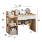 Bàn BH-010 Kết Hợp Giá Sách Ngang, Kệ Và Hộc Kéo