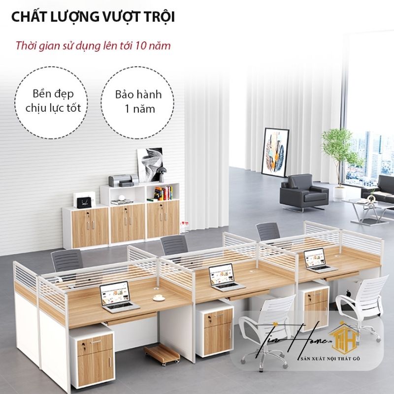 Bàn BLV-W14 Chia Khu Vực 4 Chỗ Ngồi Đẹp Mắt, Hiện Đại