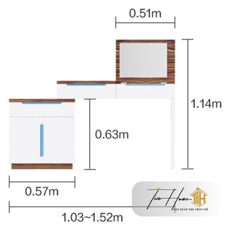 Bàn BTD-W59 Gương Lật Tối Ưu Không Gian Làm Đẹp