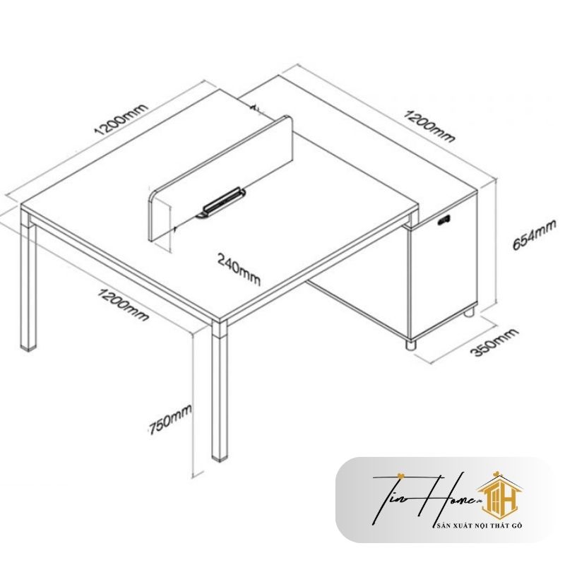 Bàn BLV-W08 Gỗ Văn Phòng Mặt Vuông Thiết Kế Hiện Đại, Ấn Tượng