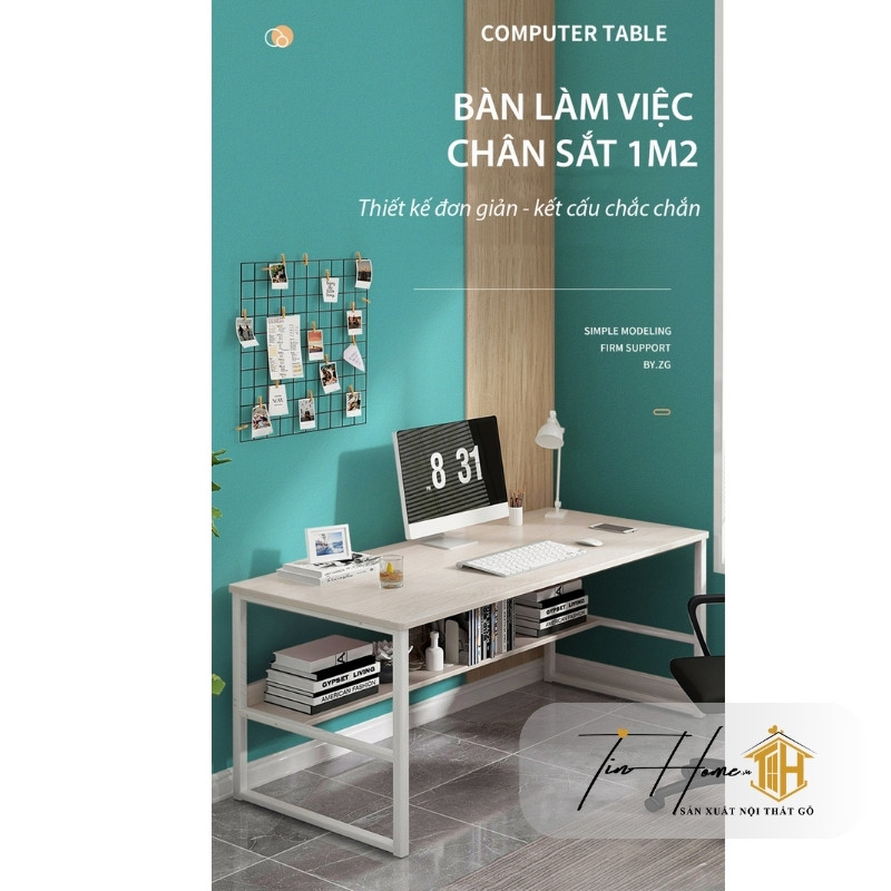 Bàn BLV-W73 Chân Sắt Kèm Khung Kệ Tối Ưu Lưu Trữ