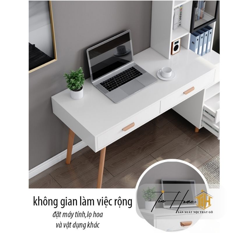 Bàn BLV-W78 Chân Gỗ Tích Hợp Hộc Tủ Đa Năng